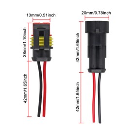 Diitao 5 Kits 2 Pin Male Female Electrical Connectors Waterproof Plug Socket Kit Waterproof Wire Terminal Connector with 8cm Wire 2.6mm Series Terminal Connector for Auto Marine Truck(10A)