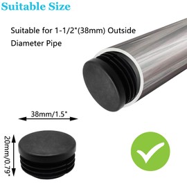 Biaungdo 4 Pcs 1 1/2 inch Round Plastic Hole Plug, Black Tubing End Cap Table Chair Legs Tubing Glide End Insert Plug Cap Cover(38mm)