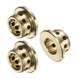 sourcing map 3pcs Flange Sleeve Bearings 12mm Bore x 18mm OD x 12mm Height, Wrapped Oilless Flange Bushings Brass Graphite, Oilless Lubricating Cast Brass Bushing