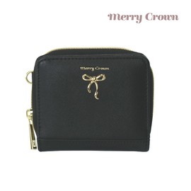 Merry Crown Wallet, Mini Wallet, Bifold Wallet, Children, Girls, Elementary School, Ribbon, Popular (Black)