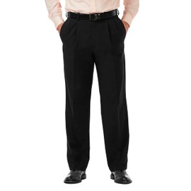 Haggar mens Cool 18 Pro Classic Fit Pleat Front Hidden Expandable Waist With Big & Tall Sizes Casual Pants, Black, 34W x 32L US