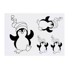 4 x 'Christmas Penguin' Temporary Tattoos - Water Resistant, Skin-Safe, Non-Toxic Transfers, Mixed Sizes (TO00010415)