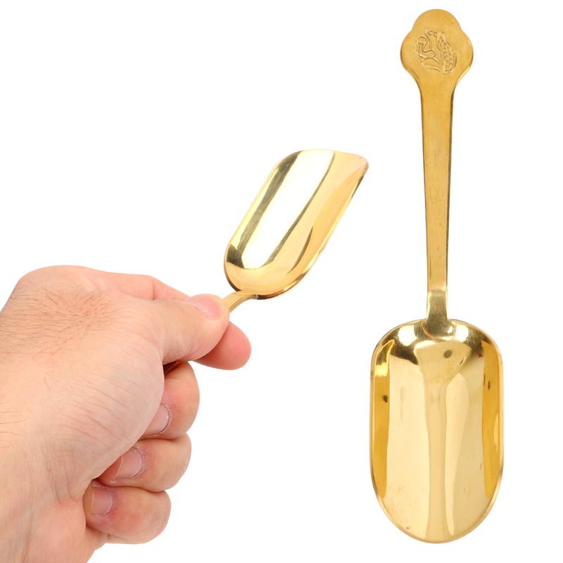 Brass Tea Spoons Long Handle Thicken Toads Pattern Rust Resistant