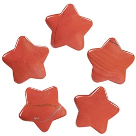 Nupuyai 5pcs Red Jasper Carved Crystal Star Statue Pocket Worry Stone Set, Energy Healing Stone Figurine for Home Office Decor