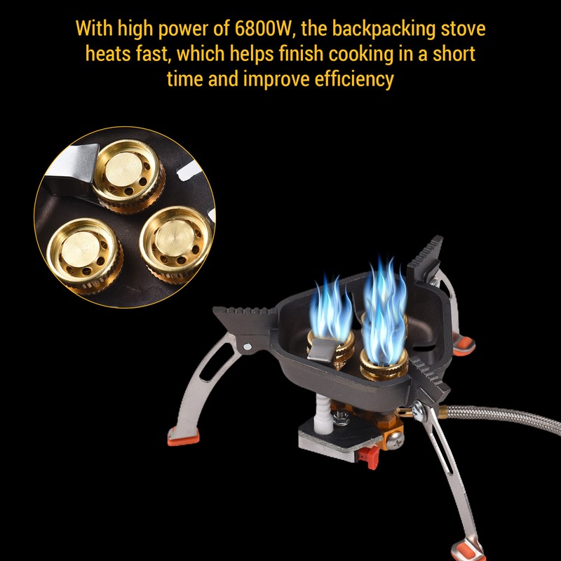 3-Core Burner Camping Stove 6800W Hiking Gas Stove Propane Butane