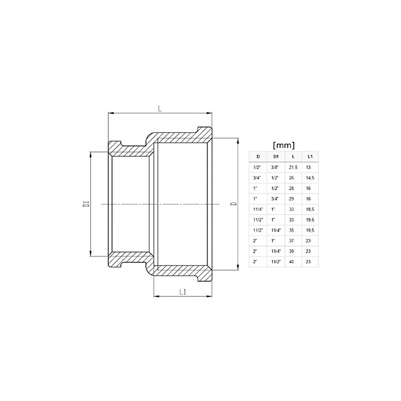 1/2" x 3/8" BSP Female Thread Pipe Reduction Muff Union