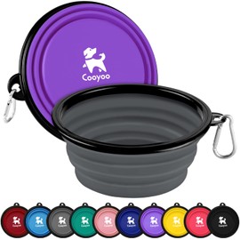 COOYOO Collapsible Dog Bowl,2 Pack Collapsible Dog Water Bowls for Cats Dogs,Portable Pet Feeding Watering Dish for Walking Parking Traveling with 2 Carabiners