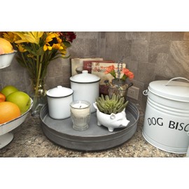 Creative Co-Op Set of 2 White Enameled Canisters with Lids