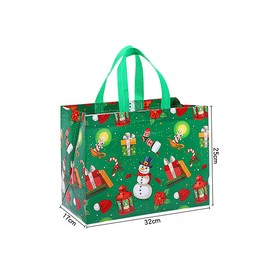 Jagowa 4 Pcs Christmas Tote Bag Belt Christmas Linen Gift Bag Christmas Decoration Suspension Props Small Cloth Bag Gift Packaging Bag (4 Colors)