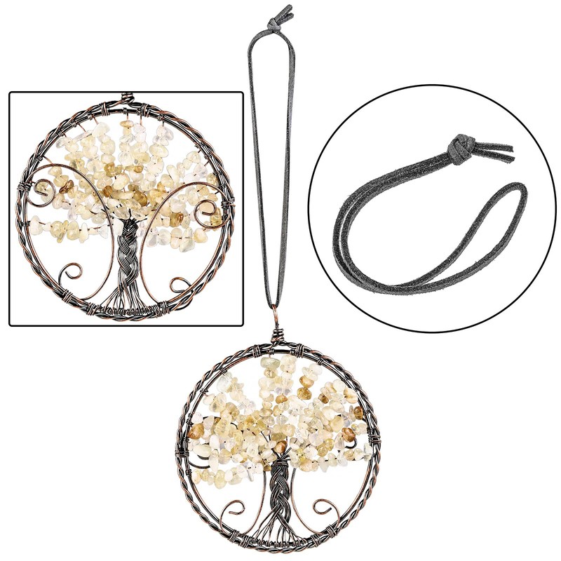 rockcloud Citrine Handmade Life Tree Hanging Ornament for Reiki Healing