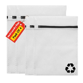 ROHI 4-Pack Mesh Laundry Bags – 2 Large (60x48cm) & 2 Medium (50x38cm) Reusable Laundry Bags for Washing Machine with Zipper –Laundry Mesh Bags for Delicates, Hosiery etc – Ideal for Travel & Storage
