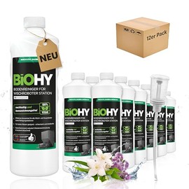 BiOHY Bodenreiniger f√ºr Wischroboter Station mit Fr√ºhlingsduft (12 x 1 Liter) + Dosierer | Reinigungsmittel Konzentrat f√ºr alle Wisch & Saugroboter mit Nass-Funktion | Schaumarm & Streifenfrei