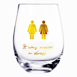 It Was Never a Dress, It Was Always a Cape Wine Glass, Gift for Women, Mom, Wife, Girlfriend, Empowering Feminist Mug - | Gifts for Friends RBG Wine Glass for Birthday Valentines Gift ItWasNeverADress