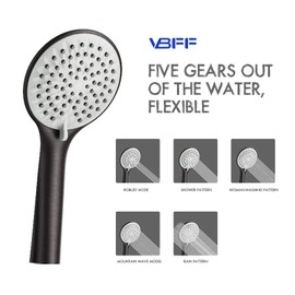VBFF Shower Slide Bar Handheld Shower Head with Hose, 5-Function Hand Shower with Wall Mount, shower slide bar, adjustable height shower head (ORB)
