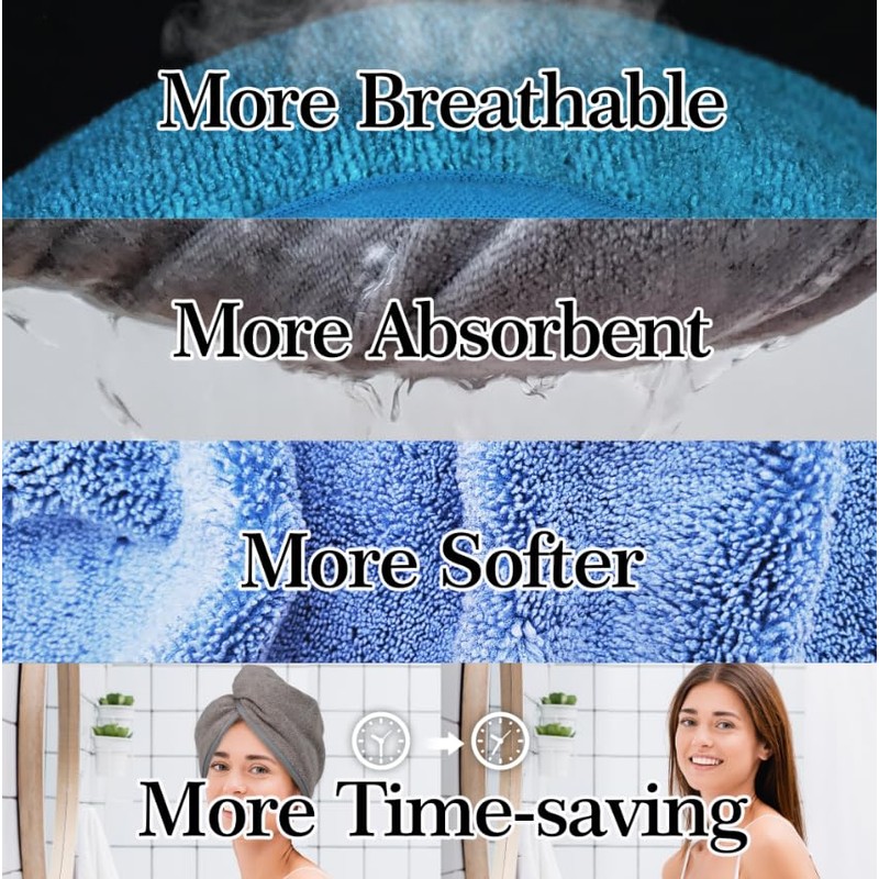 YoulerTex - Toalla de microfibra para el pelo para mujer,