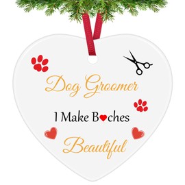 Dog Groomer Appreciation Gifts Funny Christmas Ornaments for Dog Walker Pet Groomer Ceramic Ornament Thank You Gifts for Dog Hairdresser Stylist Salon Pet Owner Lover Gift