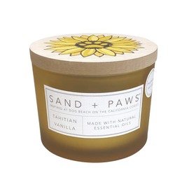 Sand + Paws Scented Candle - Tahitian Vanilla –Luxurious Air Freshening Jar Candles Neutralize pet Odors and Enhance Home décor – 100% Cotton Lead-Free Wicks - 12 oz