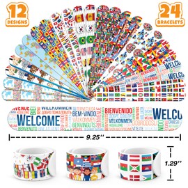 96 PCS World Flag Party Favors – 72 Pre-Cut Temporary Tattoos & 24 Slap Bracelets for Kids, Multicultural Birthday Supplies & Classroom Rewards