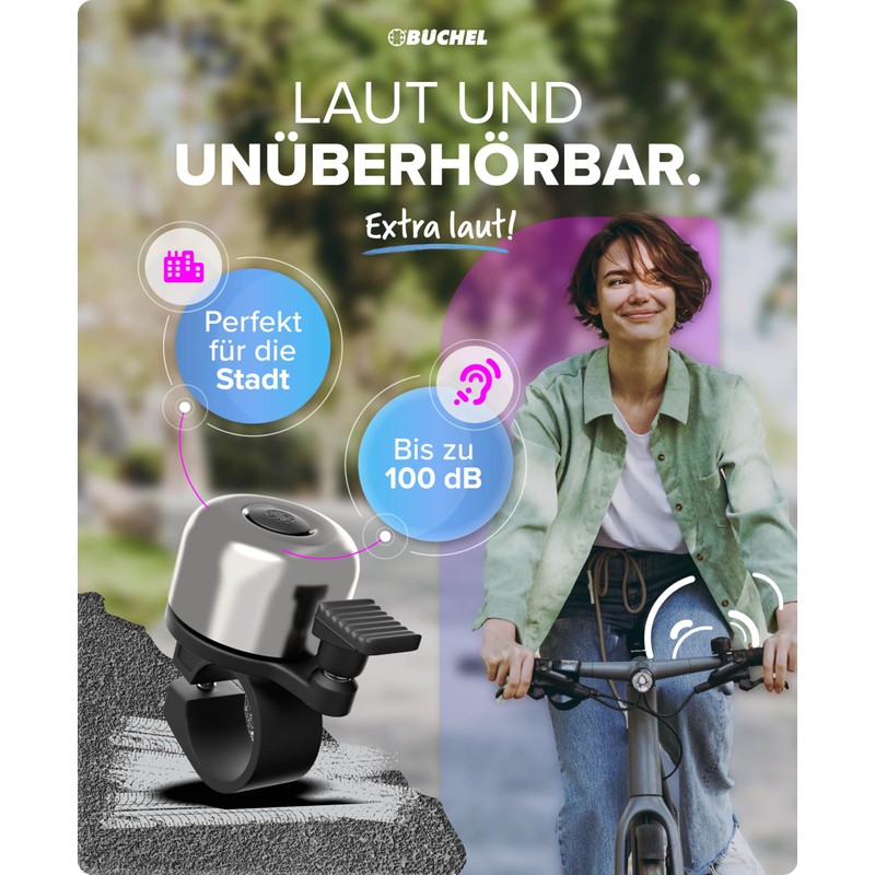 BÜCHEL Bicycle Bell, Mini Bell, Chrome-Plated, Waterproof and Rustproof Bell