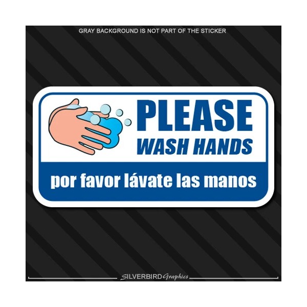 Silverbird Graphics Wash Hands Sticker Decal Safety Sterilize Sign Window