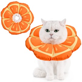 Avont Adjustable Cat Cone Collar Soft, Cute Recovery E Collar for Kittens Puppies, Cone of Shame to Prevent Licking Biting After Surgery -Tangerine (S)