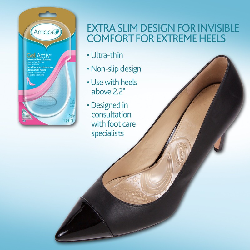 Amope GelActiv Extreme Heels Insoles for Women, 1 pair, Size