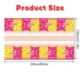 CC HOME 1Pc Softball Party Plastic Tablecloth 54 x 87 Inch Long Table Cover, Yellow Pink Ball Sport Party Tablecover for Softball Theme Kids Baby Shower Birthday Dinner Picnic Kitchen Event