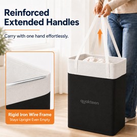 6Pack 75L Laundry Basket, Waterproof Collapsible Laundry Hamper with Handles, Large Clothes Hamper Organizer for Bedroom Bathroom Laundry Room Storage (Black)