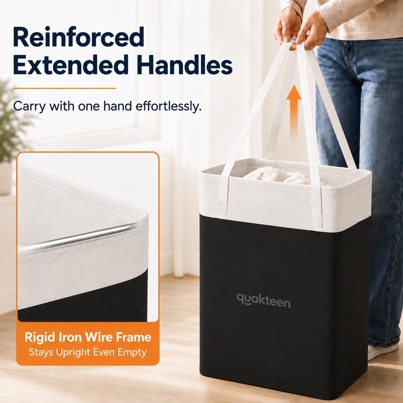 6Pack 75L Laundry Basket, Waterproof Collapsible Laundry Hamper with Handles,