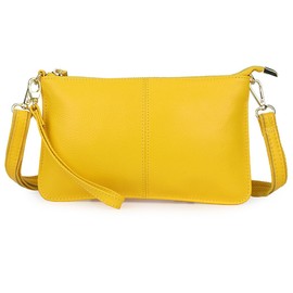 RICHFEG Genuine Leather Small Crossbody bags for Women mini Shoulder Bags Handbags Purses Wallet (Yellow)