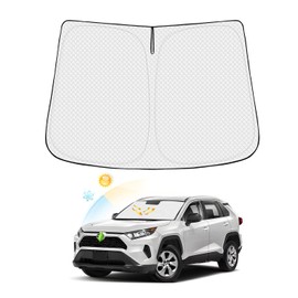 Canvcle - Parasol para parabrisas para Toyota RAV4 2019-2024, accesorios gruesos, plegable, 6 capas, protector de parasol para ventana frontal, bloqueo de los rayos UV, mantiene el vehículo fresco