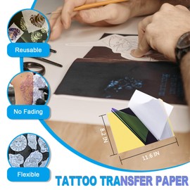 Emalla 3mm Tattoo Skin with Transfer Paper - 25Pcs Tattoo Stencil Paper and Skin Practice Kit Including 5Pcs Soft Tattoo Fake Skin and 20Pcs Tattoo Transfer Paper for Beginners or Artists Tattoo Kit