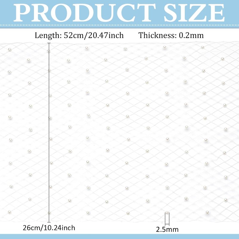 BENECREAT 0.56 Yard (0.52 m) White Birdcage Veil Mesh, 26