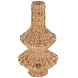 Deco 79 Rattan Handmade Decorative Vase Woven Fluted Hourglass Centerpiece Vase, Vase for Home Decoration 9" x 9" x 16", Brown