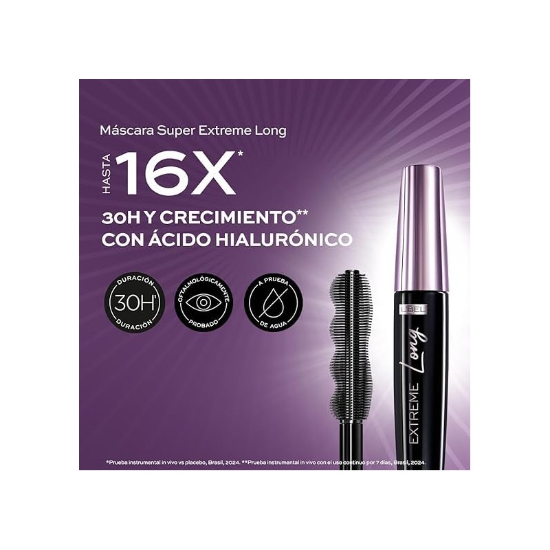 - Super Extreme Long Máscara de Pestañas 9g, Efecto Volumen