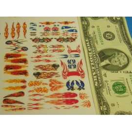 Donna's 1/24 1/32 Slot Car Diecast WHITE BACK Waterslide DECALS,CAR EXTRA LARGE FLAMES