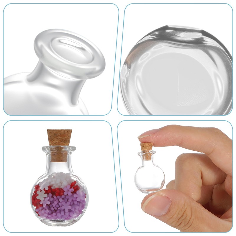 Pafeooui 120 Pcs 2ml Mini Glass Bottles with Cork Stoppers