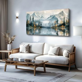 MHARTK66 Large Wall Art For Bedroom Canvas Wall Decor For Living Room Modern Office Decorations Lake View Wall Paintings Forest Trees Landscape Pictures Canvas Artworks Ready To Hang Home Decor