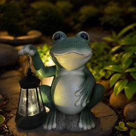 Solar Outdoor Statues for Outside Decor- Frog Garden Decor with Solar Lantern - Backyard Decor for Patio, Deck, Pond, Lawn Ornaments, Balcony - Unique Gift Ideas for Housewarming, Birthday, Christmas
