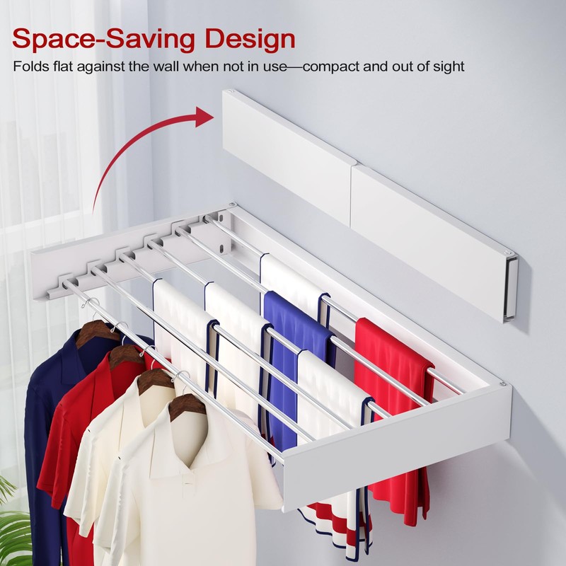 SOLVESTIS Wall Mounted Drying Rack 40", Foldable Laundry Drying Rack