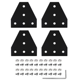 iYueMps 4pcs T Shaped Corner Bracket Plate for 2020 Aluminum Extrusion with 20pcs M5 T Nuts 20pcs M5x8mm Screws 1pcs Wrench for 2020 Aluminum Profile 3D Printer Frame-Black
