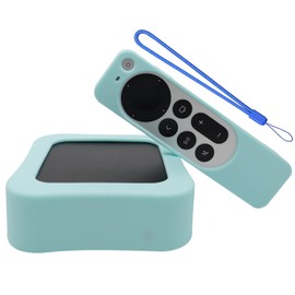 (1 Set)Silicone Protective Case Cover for Apple TV 4K and Siri Remote 2022,Apple TV 4K Box & Apple TV Siri Remote 3rd Generation Anti-Slip,Shockproof and Drop Proof Silicone Case with Lanyard (Green)
