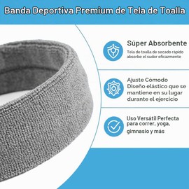 Paquete de 3 bandas para el sudor para hombres y mujeres, tela de rizo que absorbe la humedad para deportes, tenis, gimnasio, entrenamiento