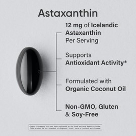 Sports Research® Triple Strength Astaxanthin 12mg w/Organic Coconut Oil - Antioxidant Supplement for Skin & Eye Health Support* - Soy Free · Non-GMO · Gluten Free - 60 Softgels