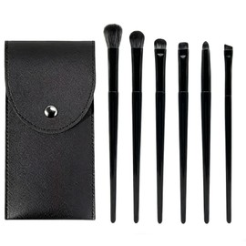 Eye Makeup Brush Set, 6 Pieces, Concealer, Eye Shadow, Tear Bags, Shading, Compact Design, Includes Exclusive Pouch, Makeup Brushes (Black, 6 Pieces)
