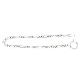 Jean Jacot Pocket Watch Chain - Figaro Curb Round - Brass - Made in Germany, Nickel-Plated, Classic