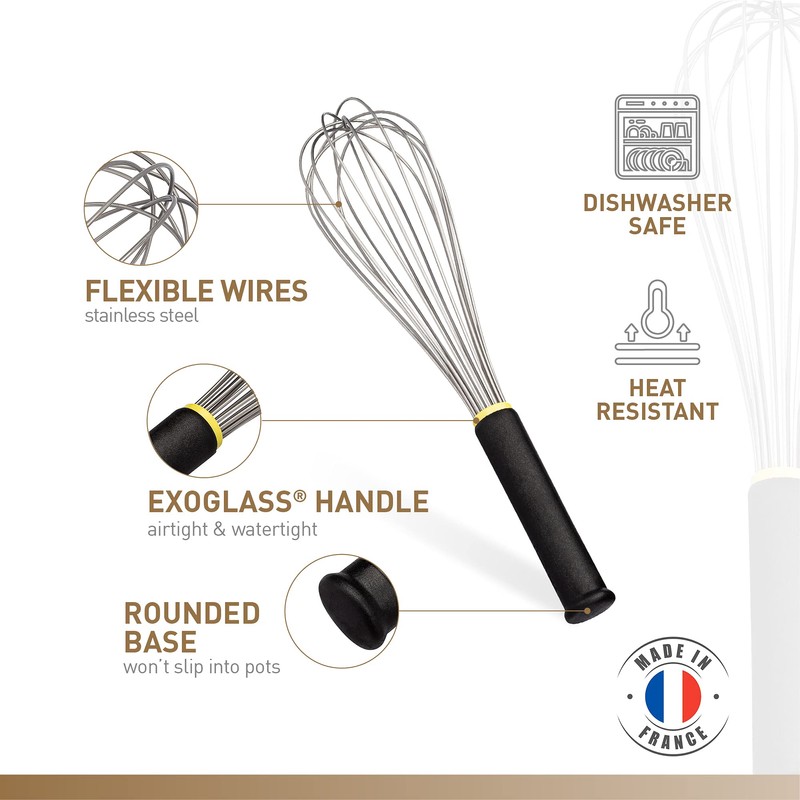 Matfer 111023 Whisk with Plastic Handle, 12", Black