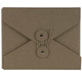 JAM PAPER Kraft Portfolio with Button and String Tie Closure - Small - 5 1/4 x 6 3/4 x 1 - Natural Recycled - Sold Individually