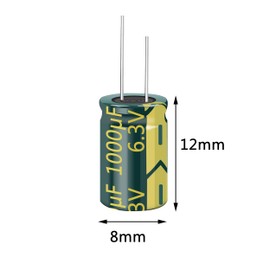 Cermant 20pcs 6.3v 1000UF Capacitor 8x12mm(0.31x0.47in) High Frequency Aluminum Electrolytic Capacitors for TV, LCD Monitor, Game