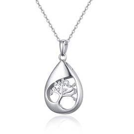 TANGPOET Ashes Necklace 925 Sterling Silver Urn Necklace for Ashes Tree of Life Memorial Cremation Jewellery for Ashes Keepsake Pendant Necklace for Men Women Boys Girls